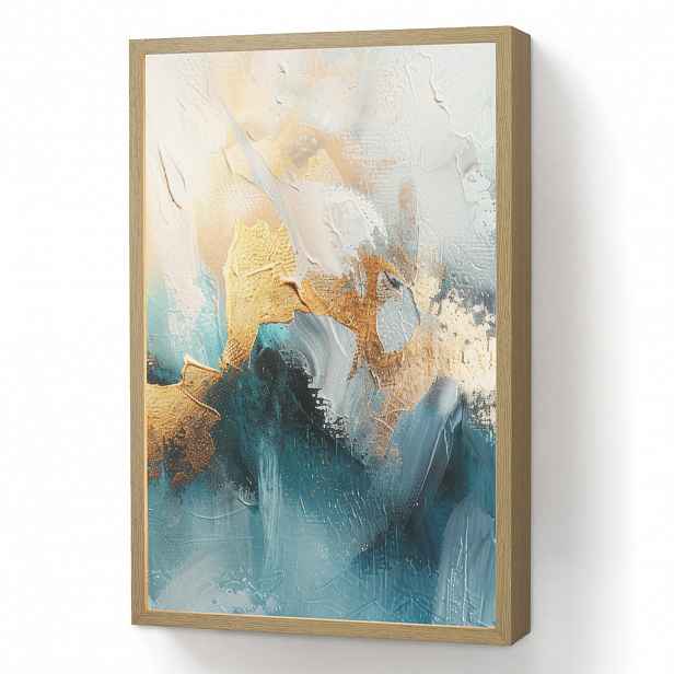 OnlyWow NÁSTĚNNÁ LAMPA S AKUMULÁTOREM Abstraktní - umění - zlatá - modrá 40x60 cm