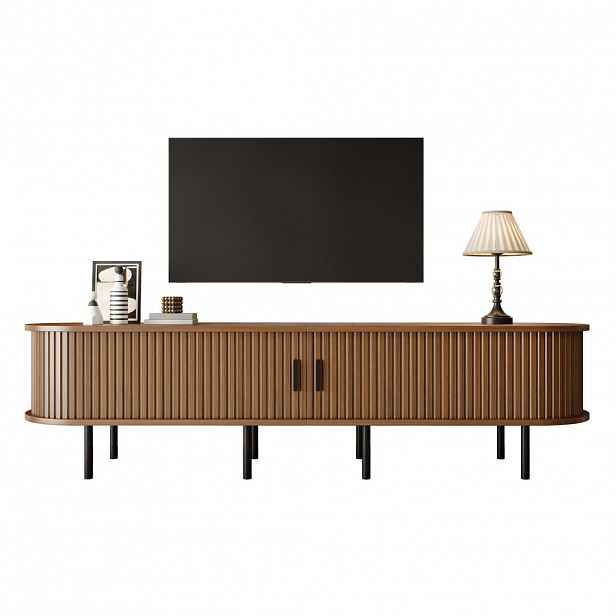 STILVORA TV SKŘÍŇ v ořechové barvě TV skříňka s posuvnými dvířky a organizérem kabelů, B170/T40/H46cm