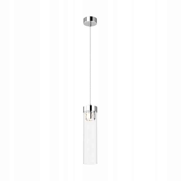 Závěsná bodová lampa chrom s křišťály, skleněná tuba nad stůl Zuma Line