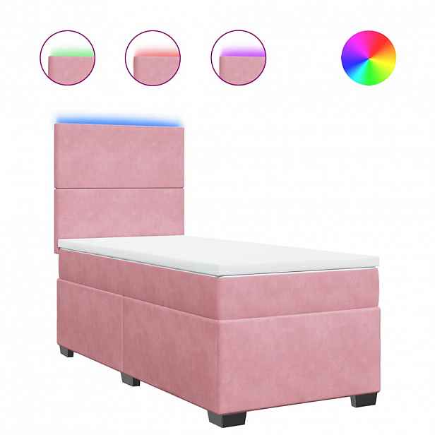 vidaXL Box spring postel s matrací růžová 80 x 200 cm samet