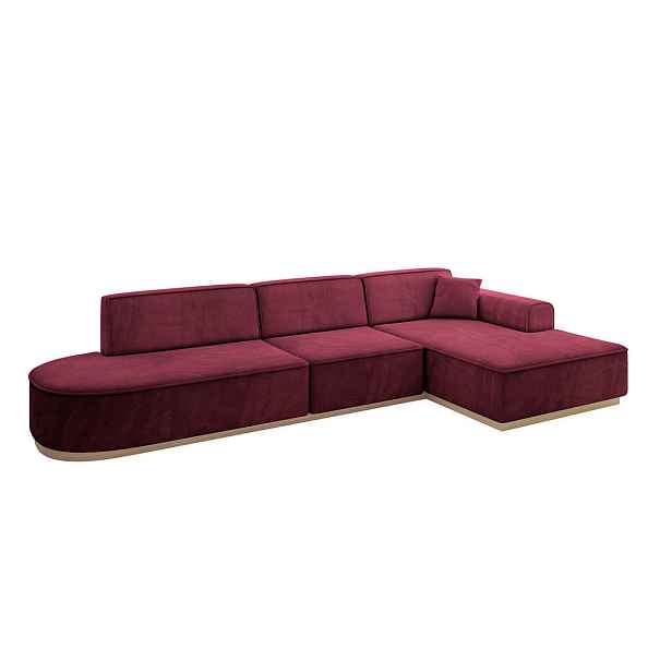 ALTDECOR ROHOVÁ SEDAČKA s otomanem, pravá IREA-L2 327x165x80 Bordó Velur