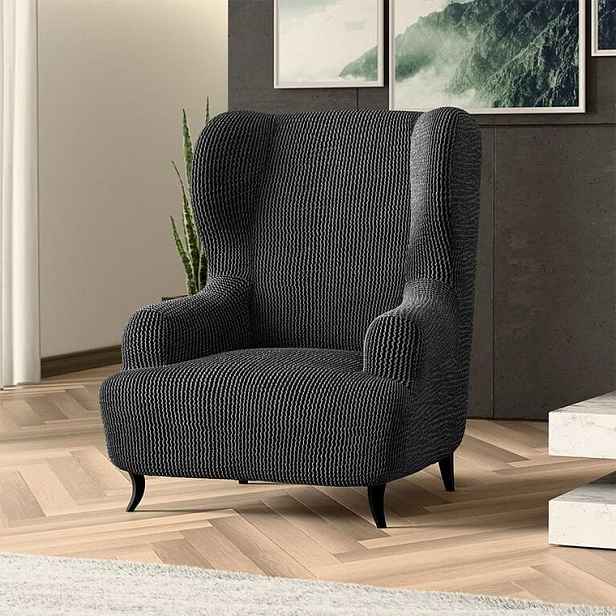 Bielastické potahy COSTINA antracit křeslo ušák (š. 60 - 110 cm)