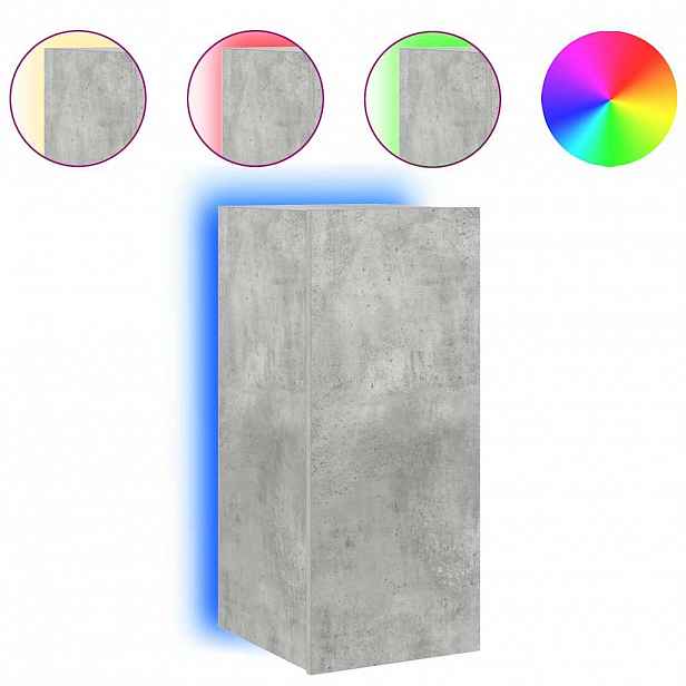vidaXL Nástěnná TV skříňka s LED osvětlením betonově šedá 30,5x35x70cm