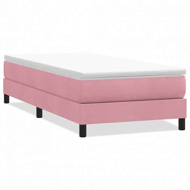 vidaXL Postel Box Spring bez matrace růžová 100x210 cm samet