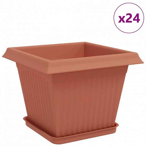 vidaXL Květináče 24 ks Cihlově červená Plast