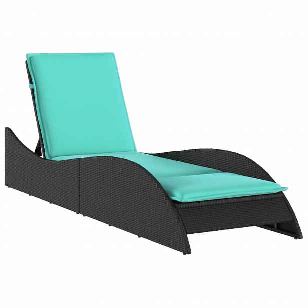 vidaXL Zahradní lehátko s polštářem černé 60 x 205 x 73 cm polyratan