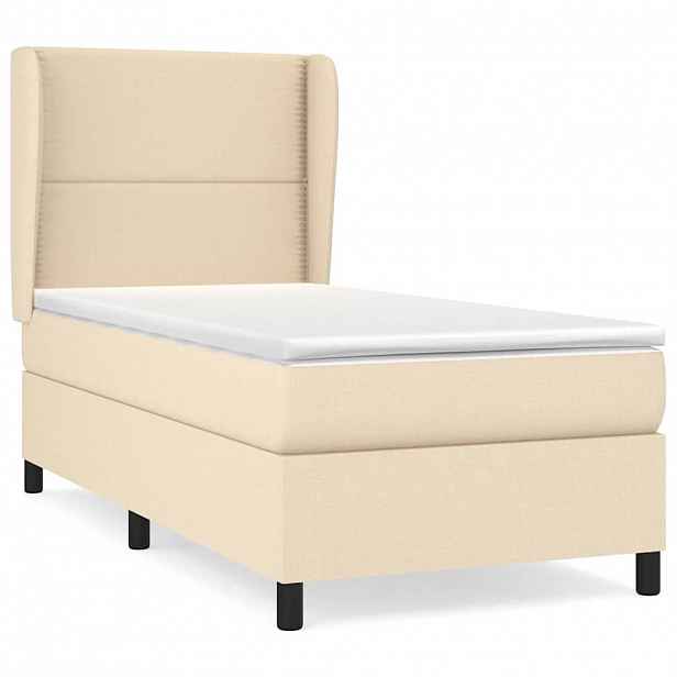 vidaXL Box spring postel s matrací krémová 100 x 200 cm textil