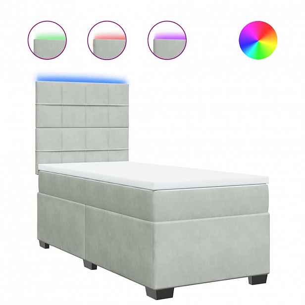 vidaXL Box spring postel s matrací světle šedá 80 x 200 cm samet