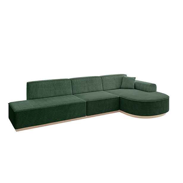 ALTDECOR ROHOVÁ SEDAČKA s otomanem, pravá ARRIO-L2 328x171x83 Zelená Manšestr