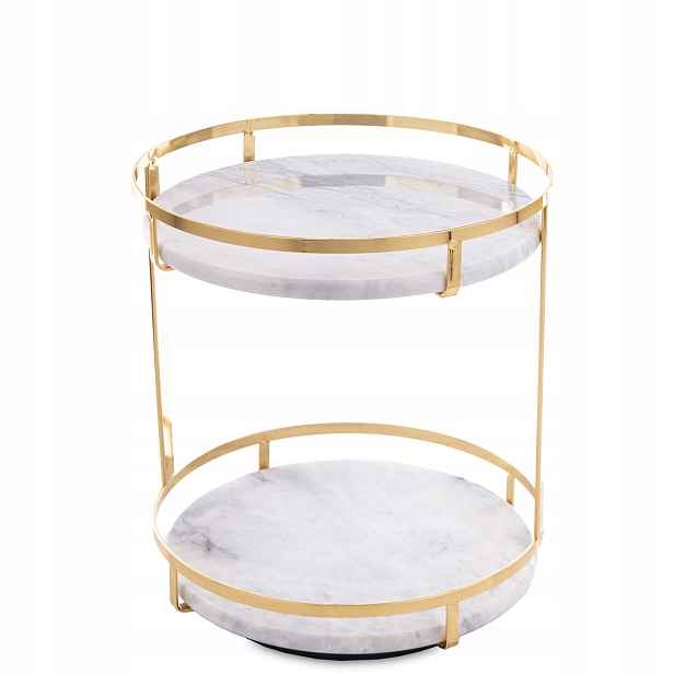Elegantní dvouúrovňová podnosová mísa s mramorovým povrchem – zlatobílá barva