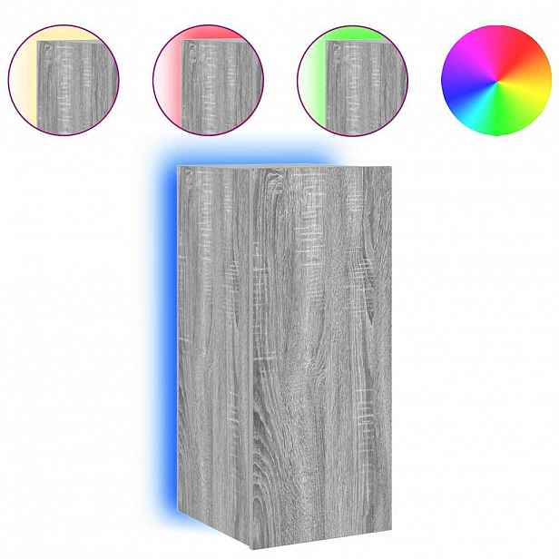 vidaXL Nástěnná TV skříňka s LED osvětlením šedá sonoma 30,5x35x70 cm