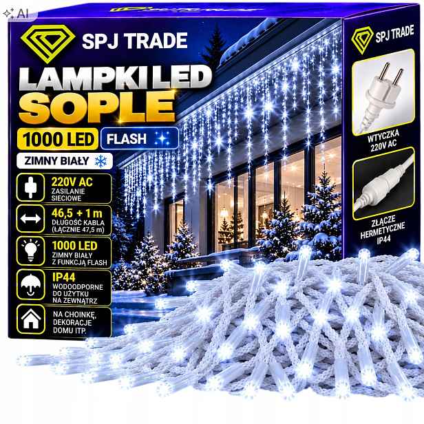 Záclona Rampouchy 1000 Led Bílá Studená