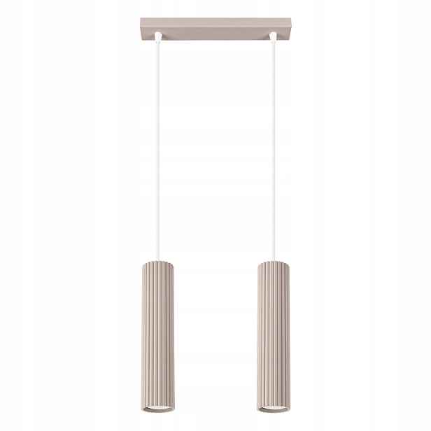 Sollux Závěsná lampa lišta dvě vroubkované tuby taupe 2xGU10 10W Karbon