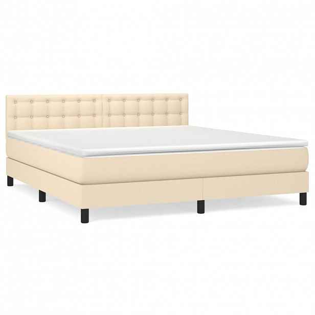 vidaXL Box spring postel s matrací krémová 160x200 cm textil