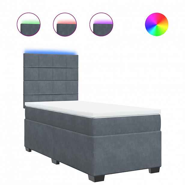 vidaXL Box spring postel s matrací tmavě šedá 80 x 200 cm samet