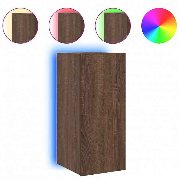 vidaXL Nástěnná TV skříňka s LED osvětlením hnědý dub 30,5x35x70 cm