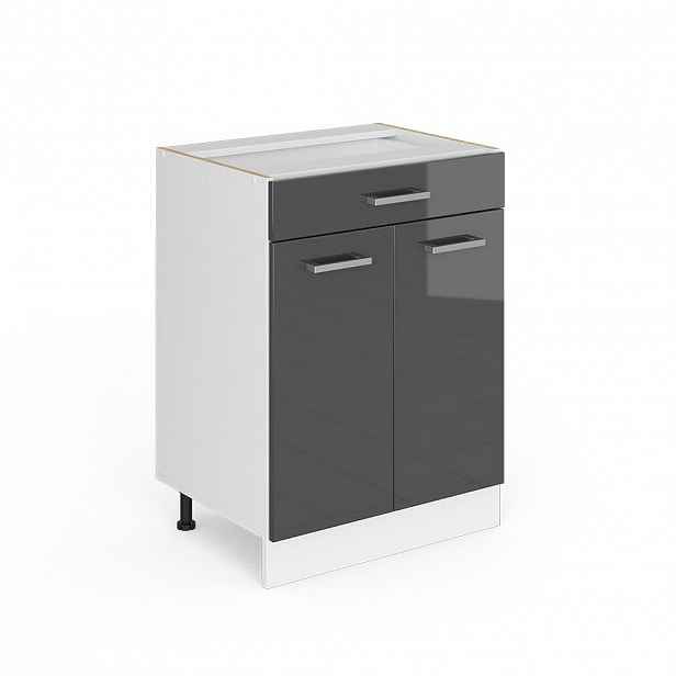 Vicco SPODNÍ SKŘÍŇKA KUCHYŇSKÉ LINKY R-Line Antracitový vysoký lesk 60 cm se zásuvkou, bez pracovní desky