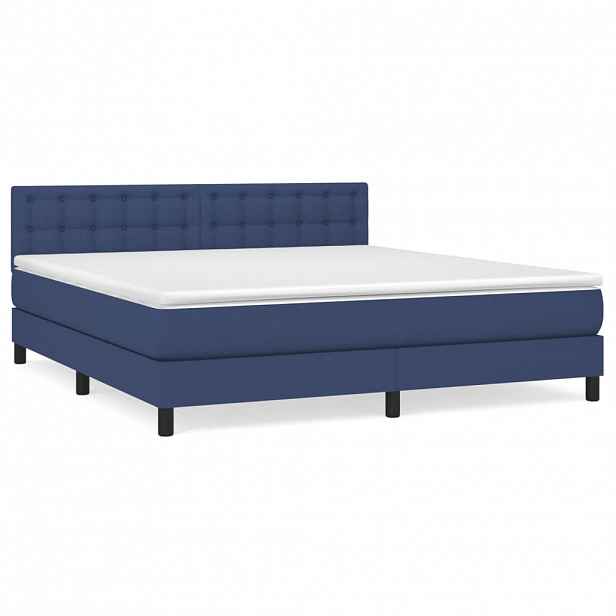 vidaXL Box spring postel s matrací modrá 160x200 cm textil