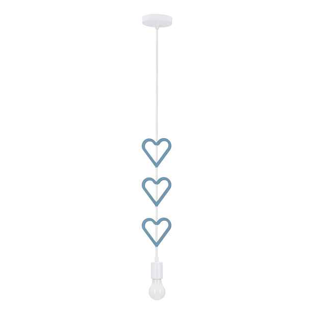 Bílý/modrý dětský lustr s kovovým stínidlem Single – Candellux Lighting