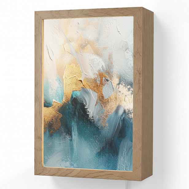 OnlyWow NÁSTĚNNÁ LAMPA Abstraktní - umění - zlatá - modrá 20x30 cm