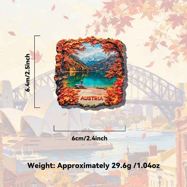 TEMU 1 ks Rakouský 3D magnet na lednici, kreativní prémiový reliéf z pryskyřice, vynikající magnet na lednici, kreativní dekorace do kuchyně,