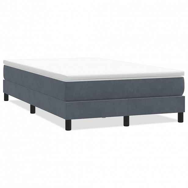 vidaXL Postel Box Spring bez matrace tmavě šedá 120x210 cm samet
