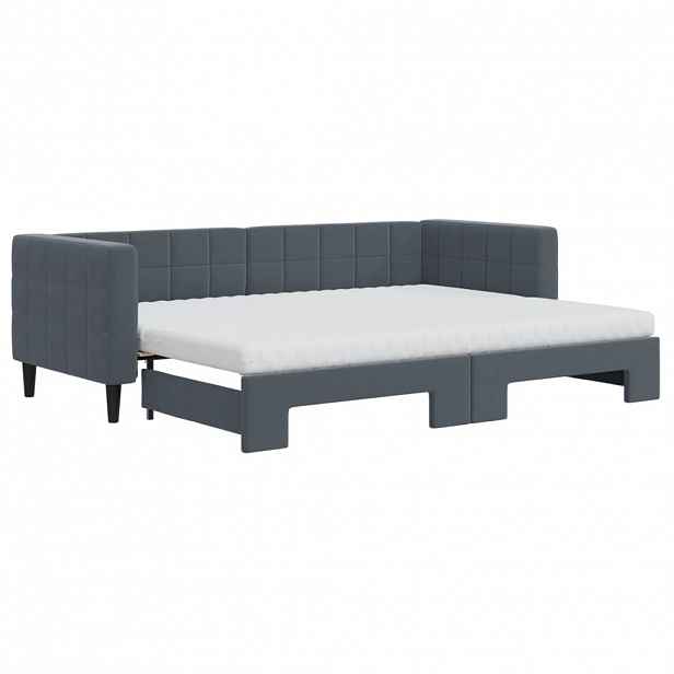 vidaXL Válenda s přistýlkou a matracemi tmavě šedá 80 x 200 cm samet