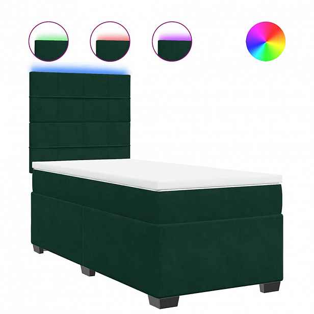 vidaXL Box spring postel s matrací tmavě zelená 80 x 200 cm samet