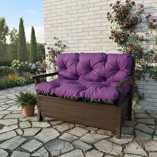 Prošívané sezení JONAS color 29 FIALOVÁ různé rozměry, polstr na zahradní lavici - sedák s opěrkou, Mybesthome Rozměr: 100x60x50 cm