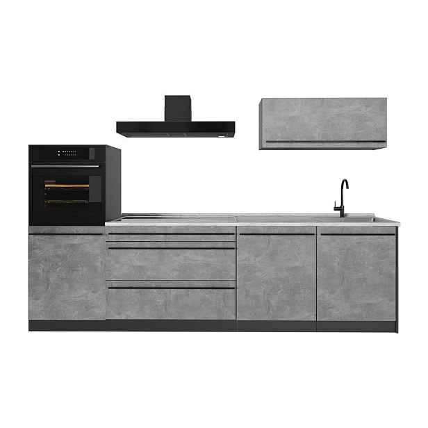 Vicco KUCHYŇSKÝ KOUT R-Line, Beton/Antracit, 280 cm pracovná doska Mramor