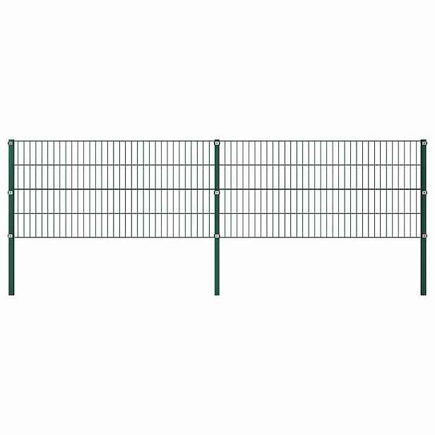 vidaXL Plotový panel se sloupky železný 349 x 80 cm zelený