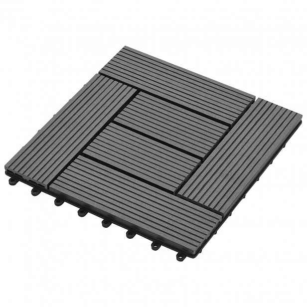 vidaXL Dlažba na terasu 11 ks Šedá 30 x 30 cm WPC