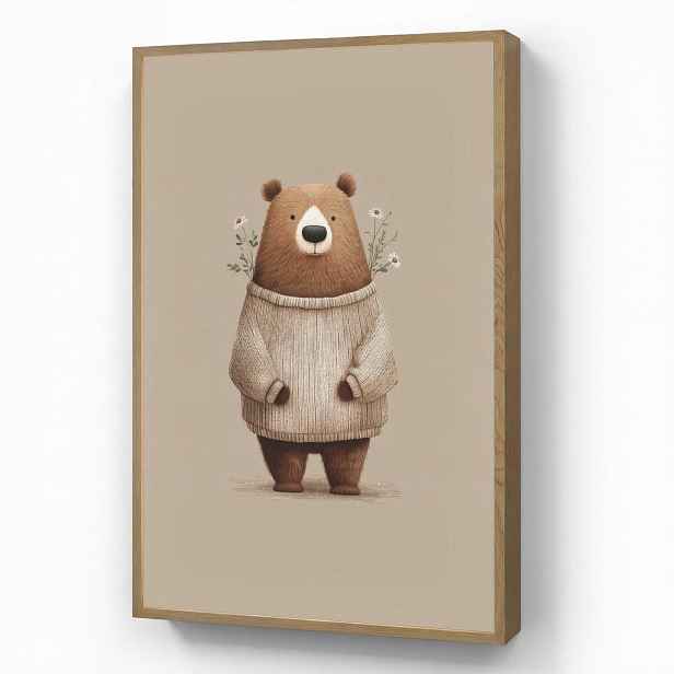 OnlyWow NÁSTĚNNÁ LAMPA S AKUMULÁTOREM Medvěd - Bílé květy - Cosy 70x100 cm