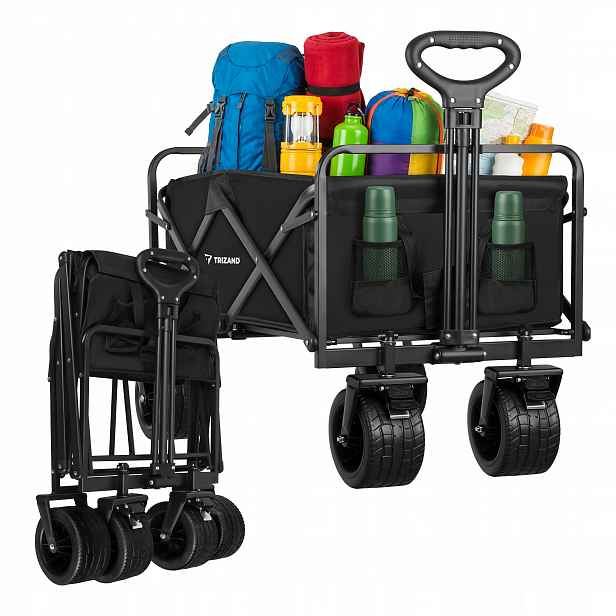 Skládací transportní vozík plážový zahradní 100 kg terénní kola kempinkový