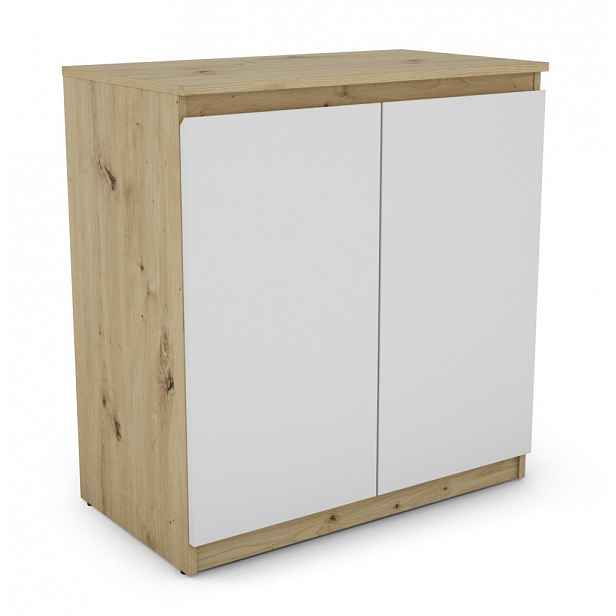 Skříňka 2-dveřová Carlos, dub artisan/bílá, 75 cm