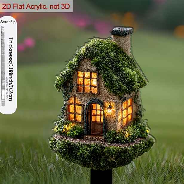 TEMU 2D plochý - 【2D plochý】 2D plochý - [2D plochý] [2D plochý] 2D plochý barevný akrylový domeček, s a oknem, 1 ks balení | Dekorativní umělecký