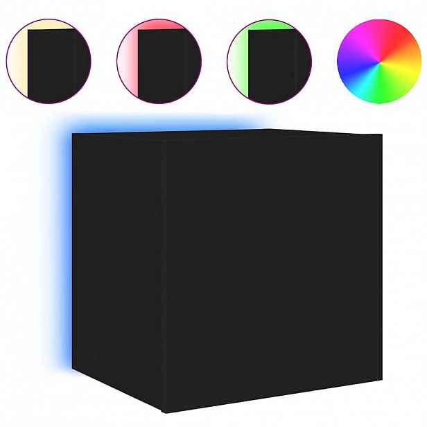vidaXL Nástěnná TV skříňka s LED osvětlením černá 40,5 x 35 x 40 cm