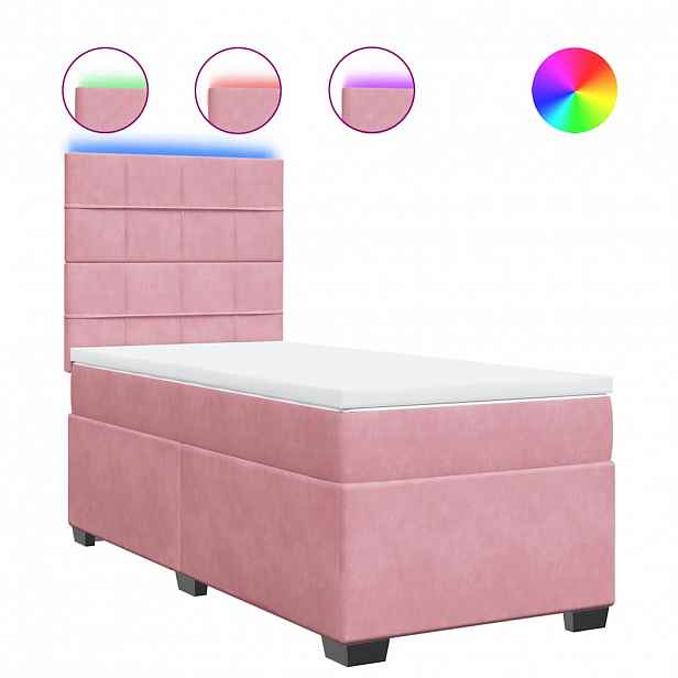 vidaXL Box spring postel s matrací růžová 80 x 200 cm samet