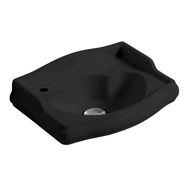 Kerasan RETRO keramické umývátko 41x30cm, otvor pro baterii vlevo, černá mat