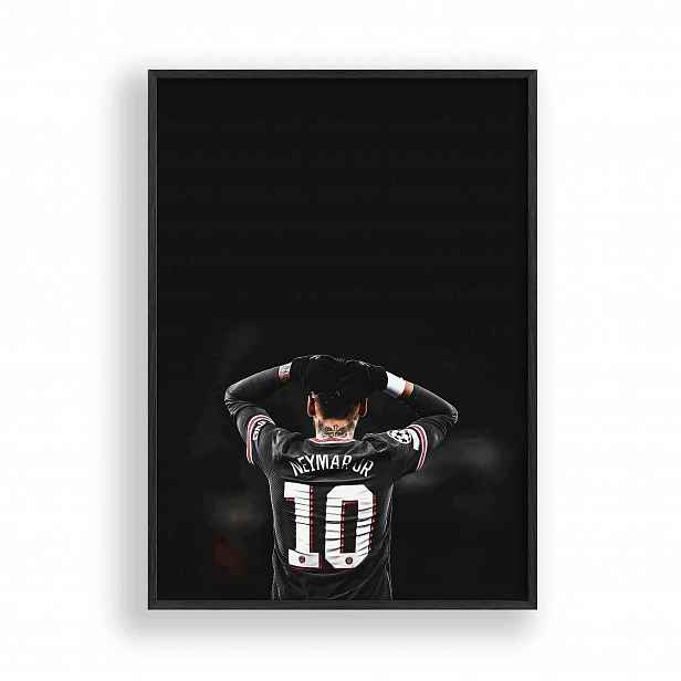 Obraz Neymar Jr Psg Zadní strana trička Rámeček Dřevěný Černý 30x42 cm