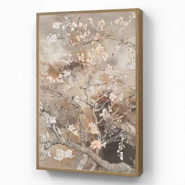 OnlyWow NÁSTĚNNÁ LAMPA S AKUMULÁTOREM Mandlový květ - Umění - Van Gogh - Béžová - Abstraktní 60x90 cm