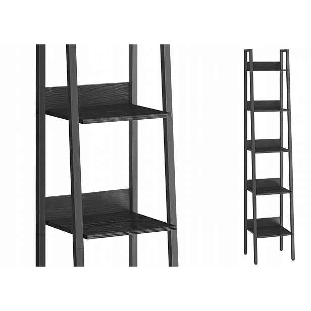Praktický úzký černý žebříkový regál na knihy 5 x police Loft 170 cm
