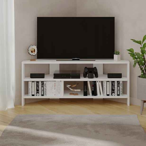Rohový Tv stolek Houseland Thales bílý