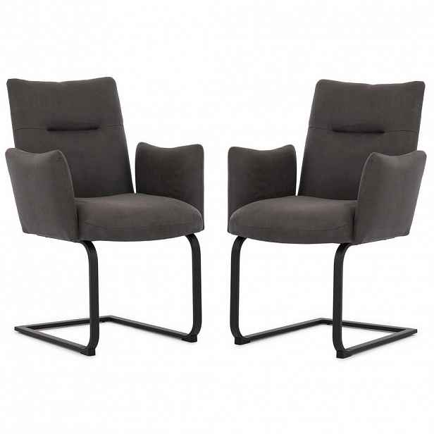 S-Style SADA ŽIDLÍ 2 kusy Hera v moderním designu z mikrovlákna v antracitové vintage barvě