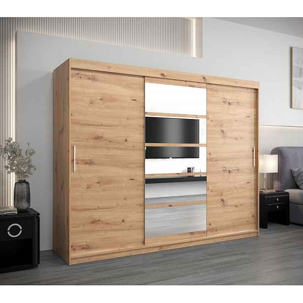 Skříň s posuvnými dveřmi LILY - šířka 250 cm, dub artisan