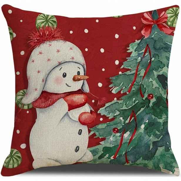 Vánoční povlak na polštář SNOWMAN 45x45 cm, červený