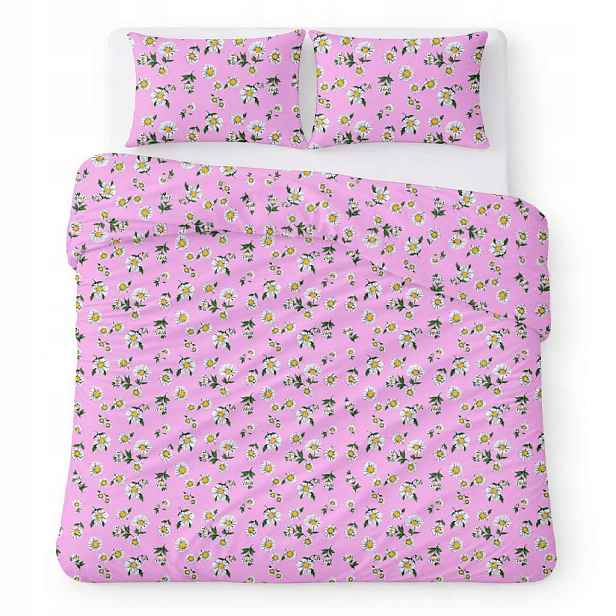 Povlečení bavlněné 180x200 růžové s klasickými sedmikráskami Cotton Home