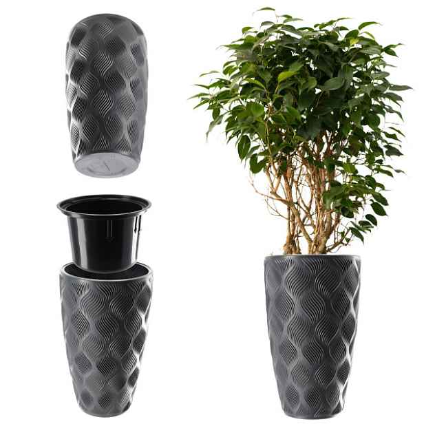 Květináč Květináč S Vkladem 58cm Obal Plastový Záhon Vysoký