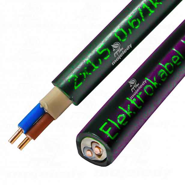 25 m kabel Yky 2x1,5 mm zemní Uv venkovní