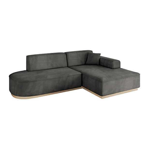 ALTDECOR ROHOVÁ SEDAČKA s otomanem, pravá IREA-L1 232x165x80 Tmavě šedá Velur